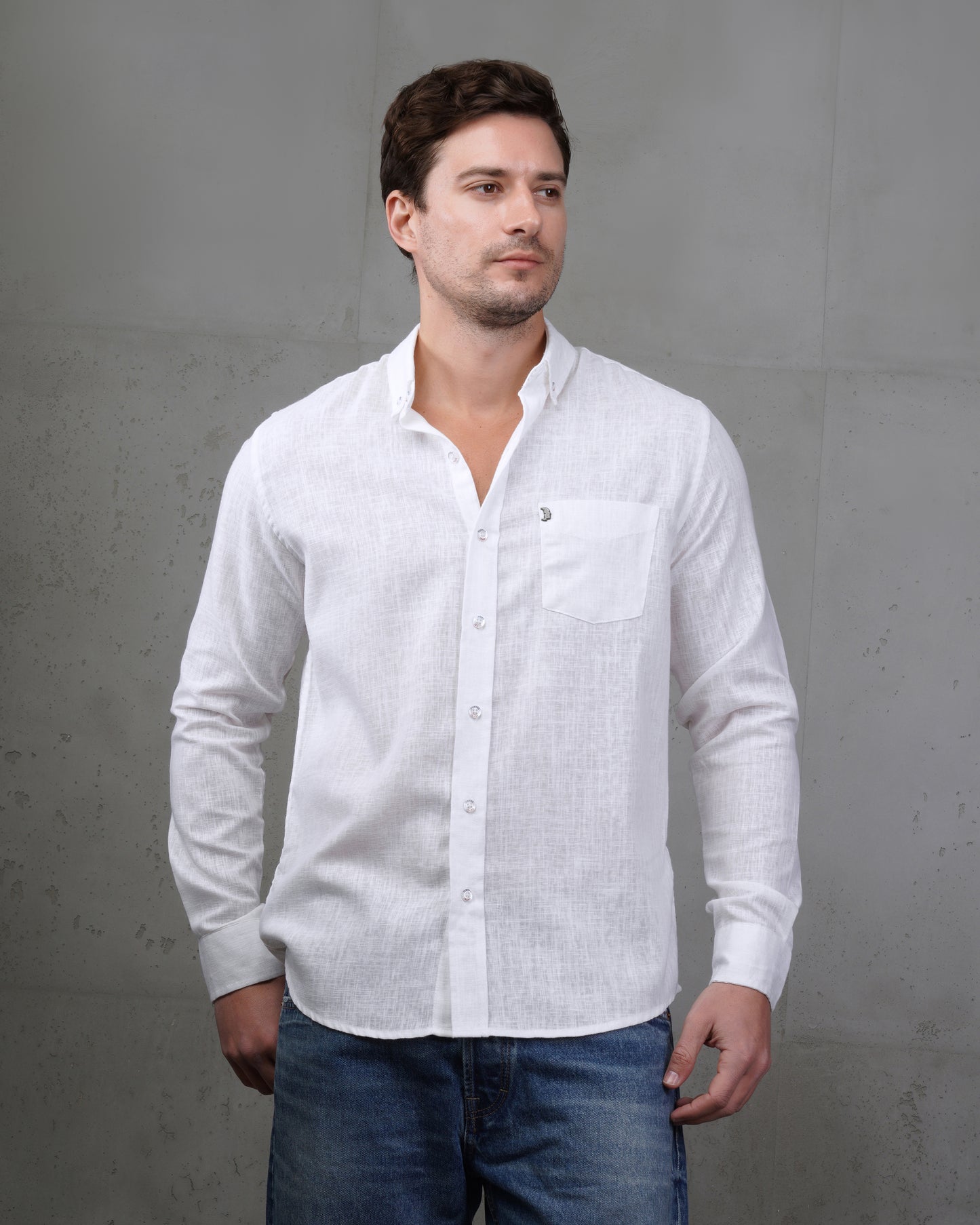 White Linen Plain Shirt