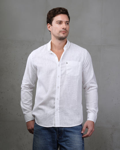 White Linen Plain Shirt
