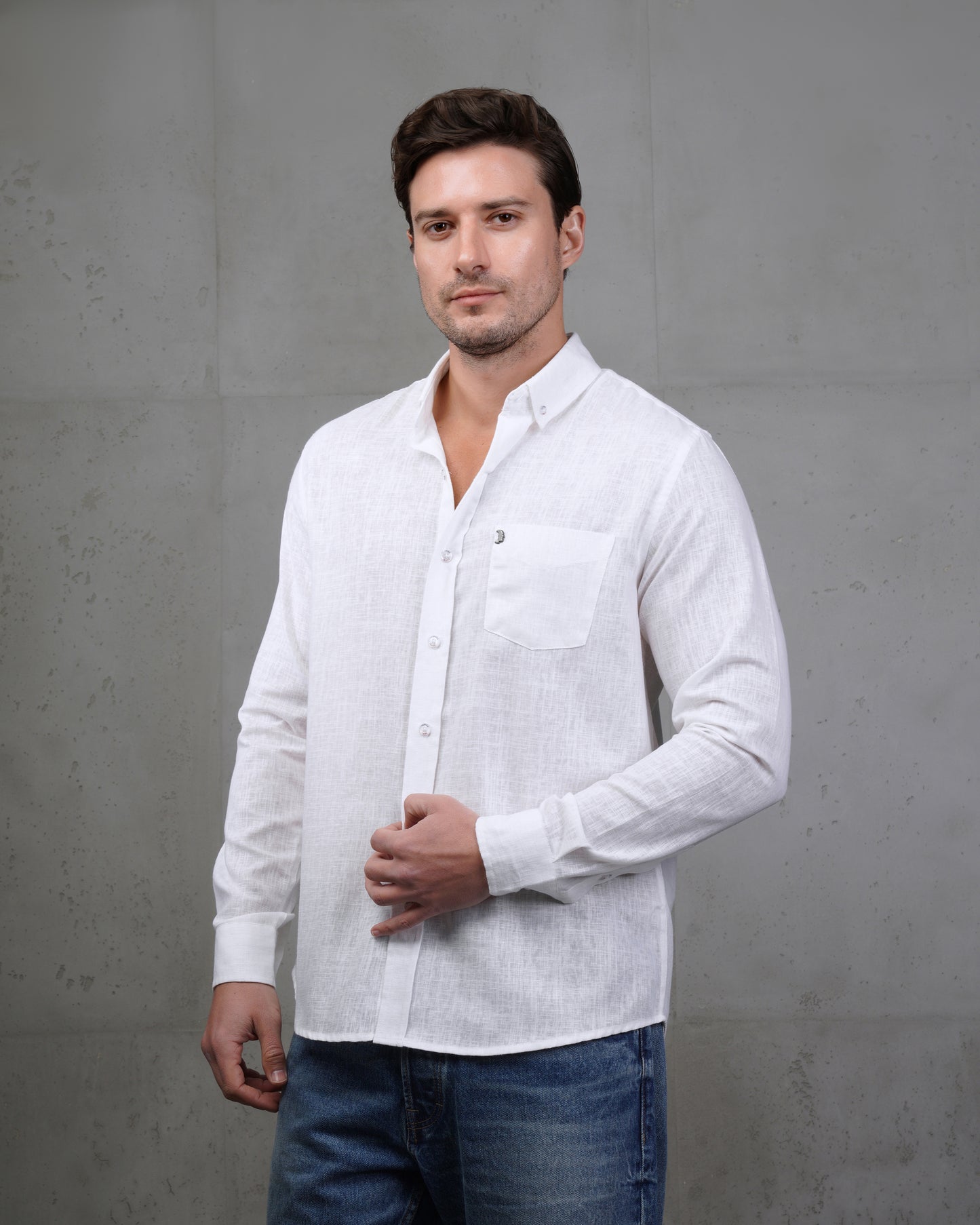 White Linen Plain Shirt