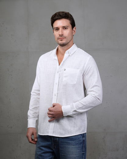 White Linen Plain Shirt