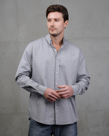 Silver Plain Cotton Shirt
