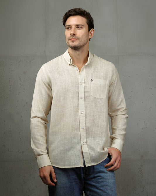 Yellow Linen Plain Shirt