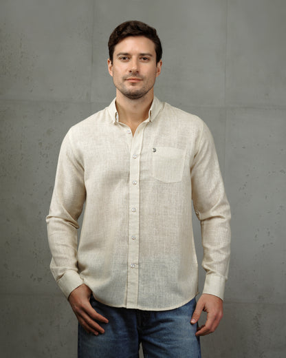 Yellow Linen Plain Shirt