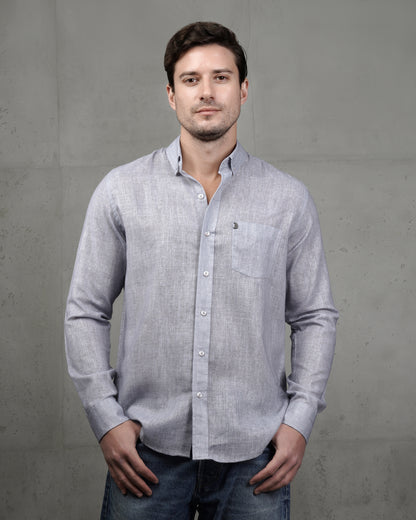 Light Grey Linen Plain Shirt