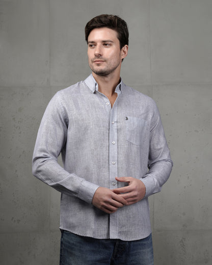 Light Grey Linen Plain Shirt