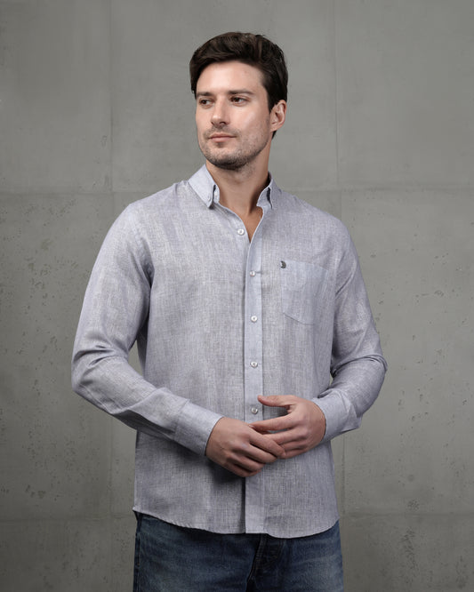Light Grey Linen Plain Shirt