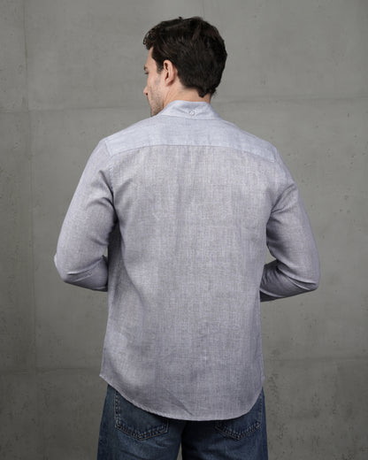 Light Grey Linen Plain Shirt