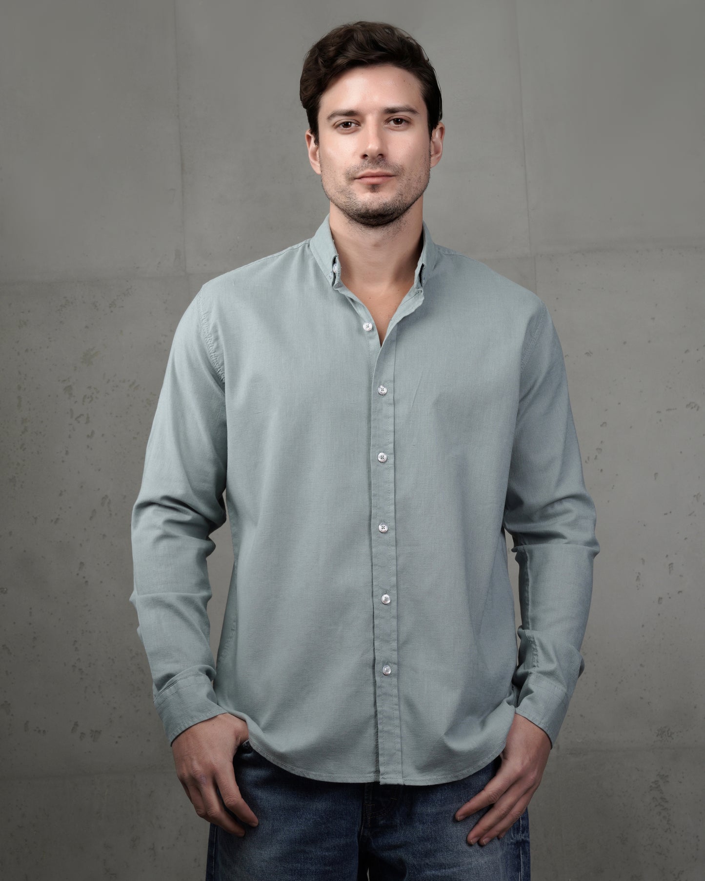 Indigo Plain Cotton Shirt (Big Size)