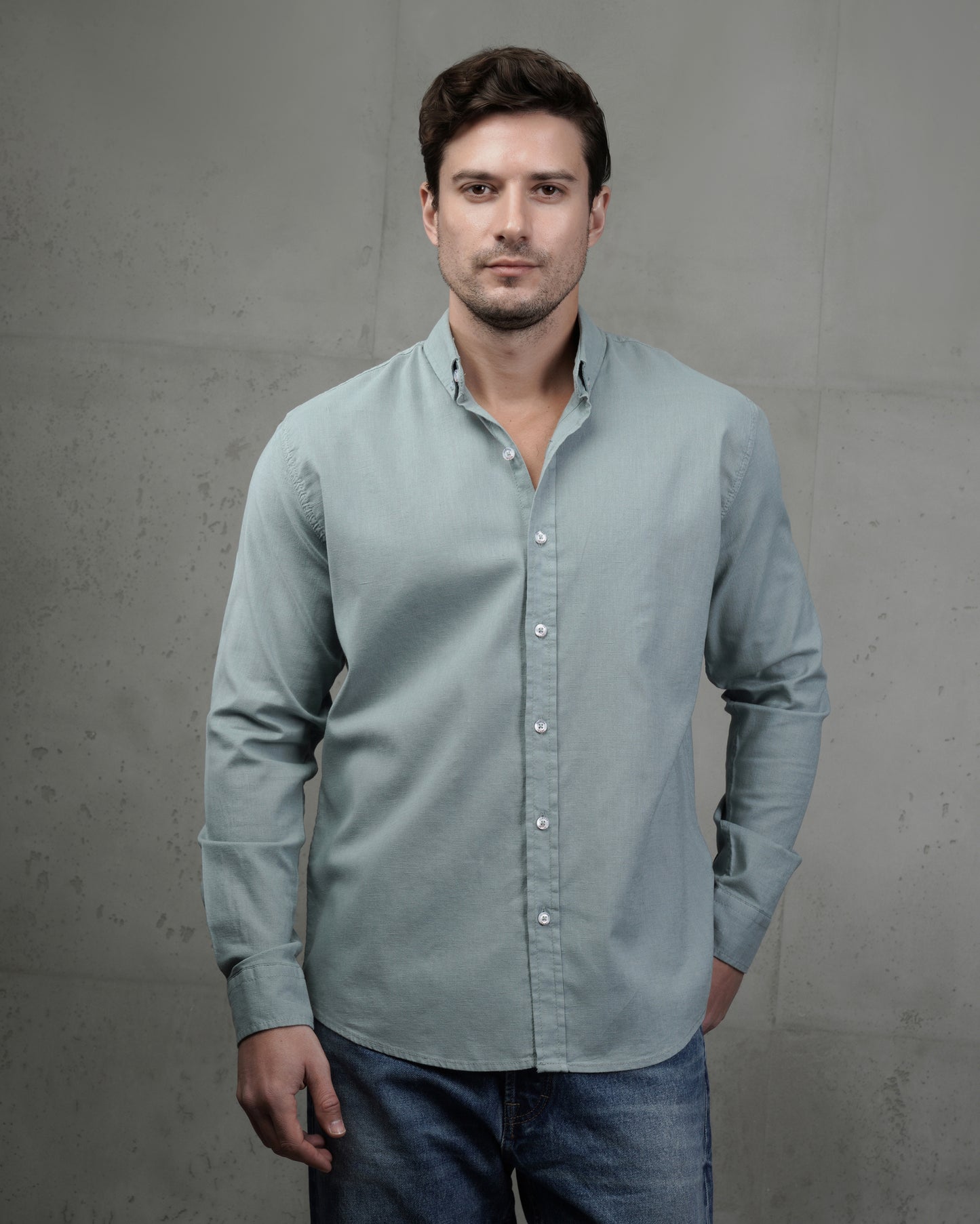 Indigo Plain Cotton Shirt (Big Size)
