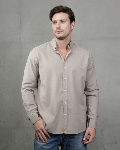 Taupe Plain Cotton Shirt