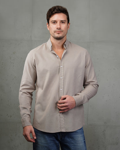 Taupe Plain Cotton Shirt