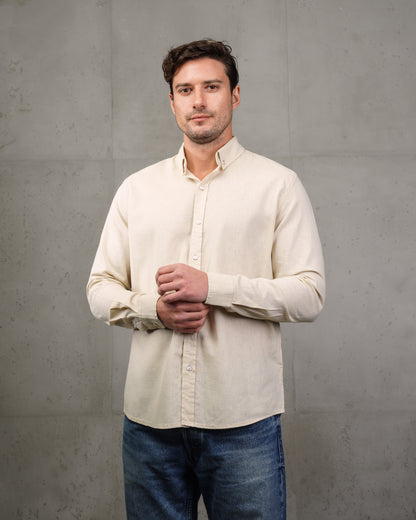Beige Plain Cotton Shirt