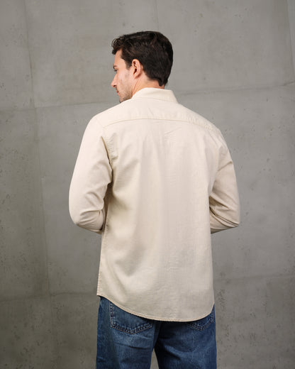 Beige Plain Cotton Shirt