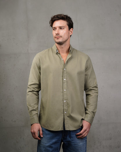 Olive Plain Cotton Shirt