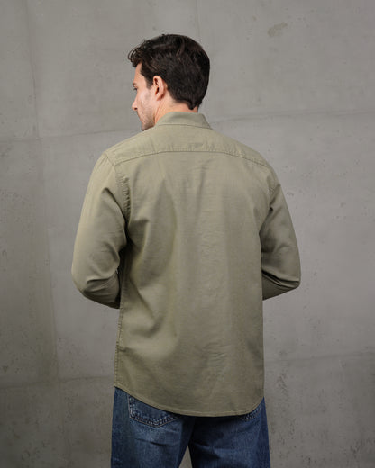 Olive Plain Cotton Shirt