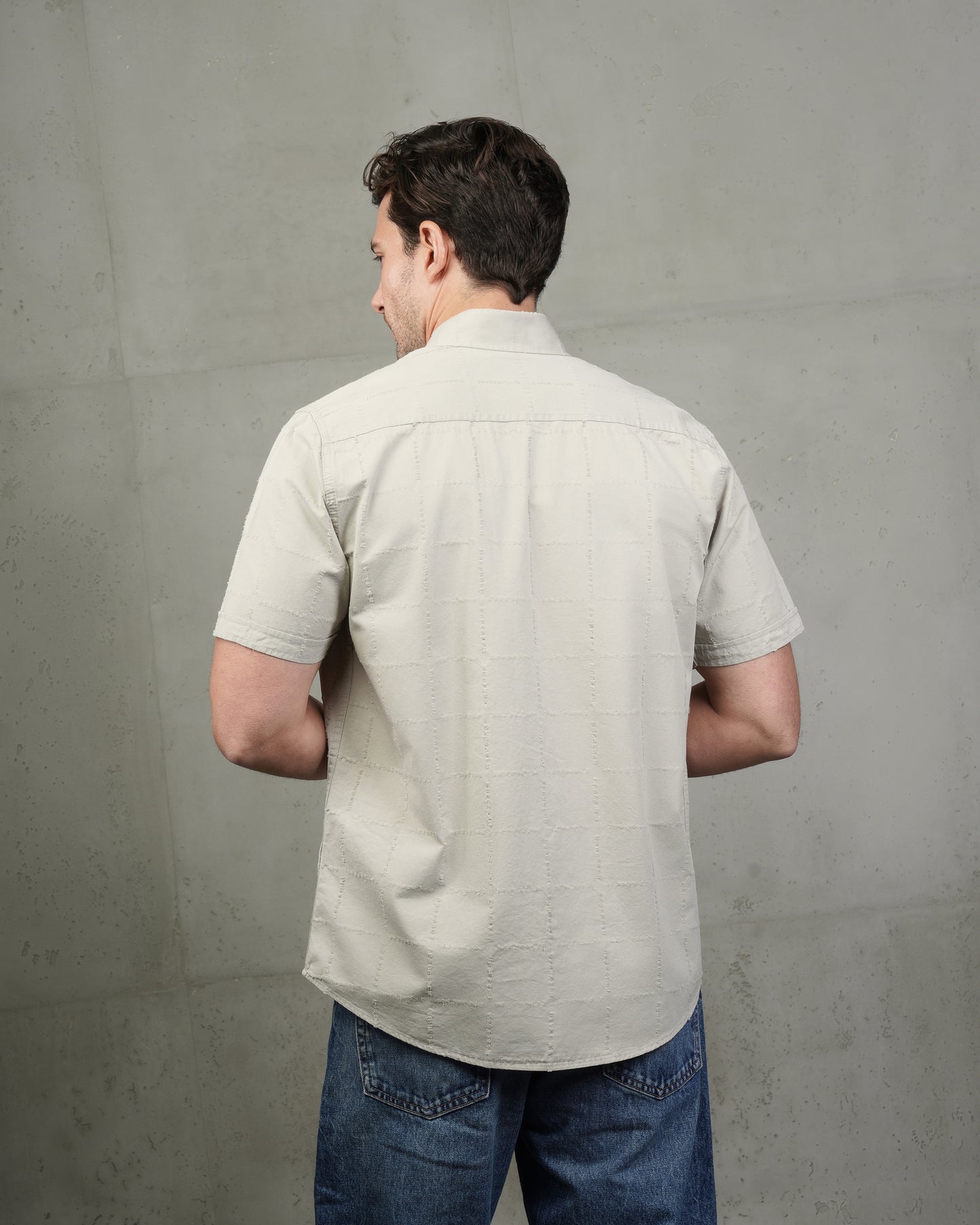 Light Mint Short Sleeve Textured Cotton Shirt