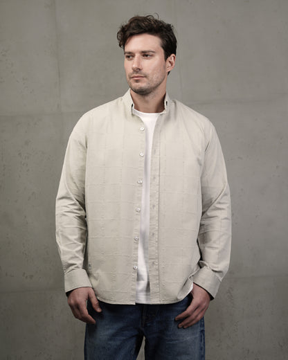 Light Mint Long Sleeve Textured Cotton Shirt