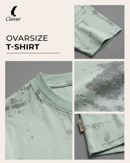 Beige Over Size Textured Cotton T-Shirt